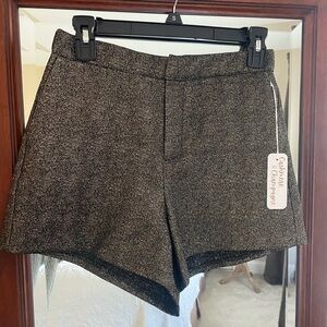 Black and Metallic Gold Hi Waist Shorts